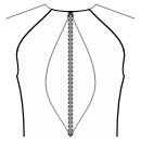 ドレス 縫製パターン - プリンセスシーム：中央のネックラインから中央のウエストまで