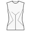 ドレス 縫製パターン - 中央に傾斜した縫い目が付いたサイドインセット