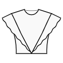 ドレス 縫製パターン - プリンセスシーム：肩の端からウエストの中央まで、フリル付き
