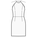 ドレス 縫製パターン - ウエストの縫い目が付いたラグランスリーブのドレス