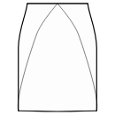 スカート 縫製パターン - プリンセスシームのスカート：中央のウエストからサイドの裾まで