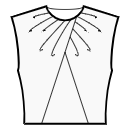 衬衫 缝纫花样 - 领口处反绕和褶裥
