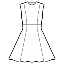 Kleid Schnittmuster - Eng anliegender 1/2 Tellerrock mit hoher Taille
