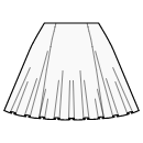 スカート 縫製パターン - 6枚パネルの1/2サークルスカート