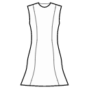 ドレス 縫製パターン - ウエストシームなし、パネルゴデットスカート