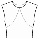ブラウス 縫製パターン - プリンセスシーム：ネックラインの中央からサイドシームまで