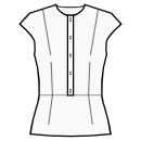 Блузка Выкройки для шитья - Втачная планка с пуговицами до талии