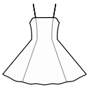 ドレス 縫製パターン - ウエストシームなし、パネル付きフルサークルスカート
