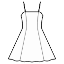 ドレス 縫製パターン - ウエストシームなし、半円パネルスカート