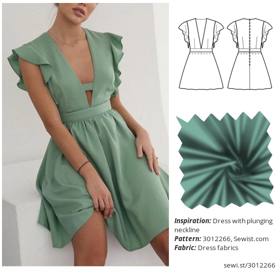 Dress with plunging neckline Women Clothing Dress Sewing Pattern