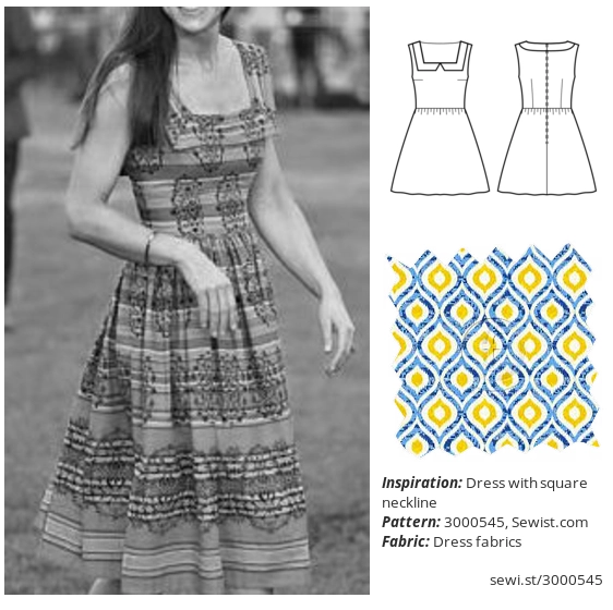 Dress with square neckline Mujeres Ropa Patrón de costura